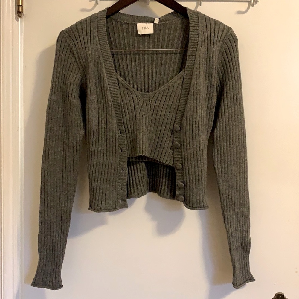NIA top and cardigan sweater set